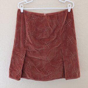 Vintage Velvet Embossed Pleated Skirt Cynthia Steffe Made in USA Size 12